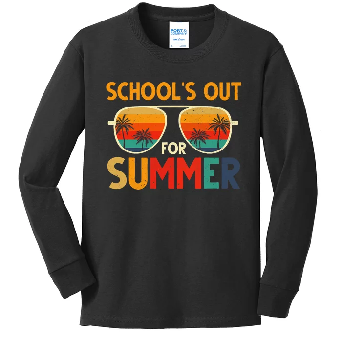 Retro Schools Out For Summer Last Day Of School Teacher Kids Long Sleeve Shirt