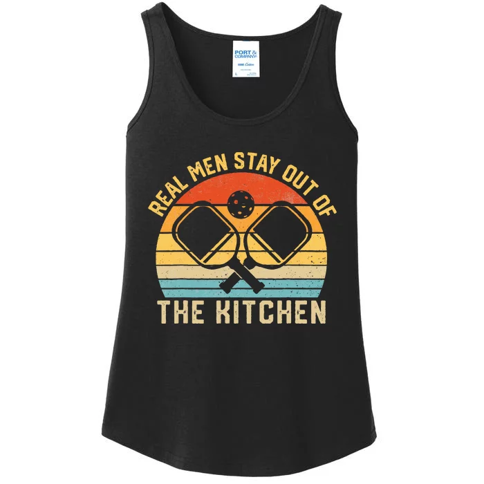 Real Stay Out of the Kitchen Funny Pickleball Vintage Ladies Essential Tank