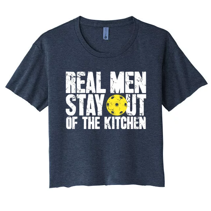 Real Stay Out Of The Kitchen Funny Pickleball Women's Crop Top Tee