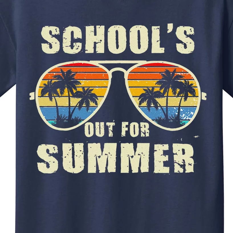 Retro Schools Out For Summer Last Day Of School Teacher Boy Kids T-Shirt