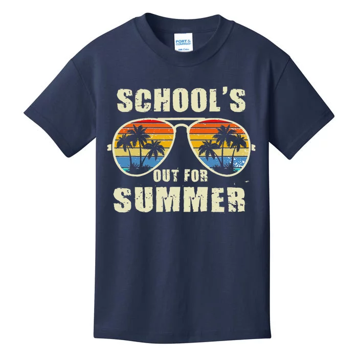 Retro Schools Out For Summer Last Day Of School Teacher Boy Kids T-Shirt