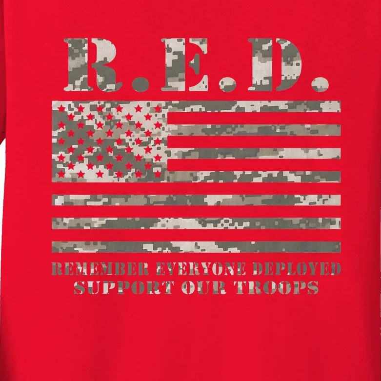 RED Support Our Troops Wear Red On Friday Military Kids Long Sleeve Shirt