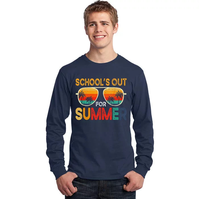 Retro Schools Out For Summer Last Day Of School Teacher Boy Tall Long Sleeve T-Shirt