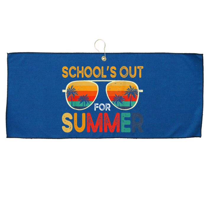 Retro Schools Out For Summer Last Day Of School Teacher Boy Large Microfiber Waffle Golf Towel