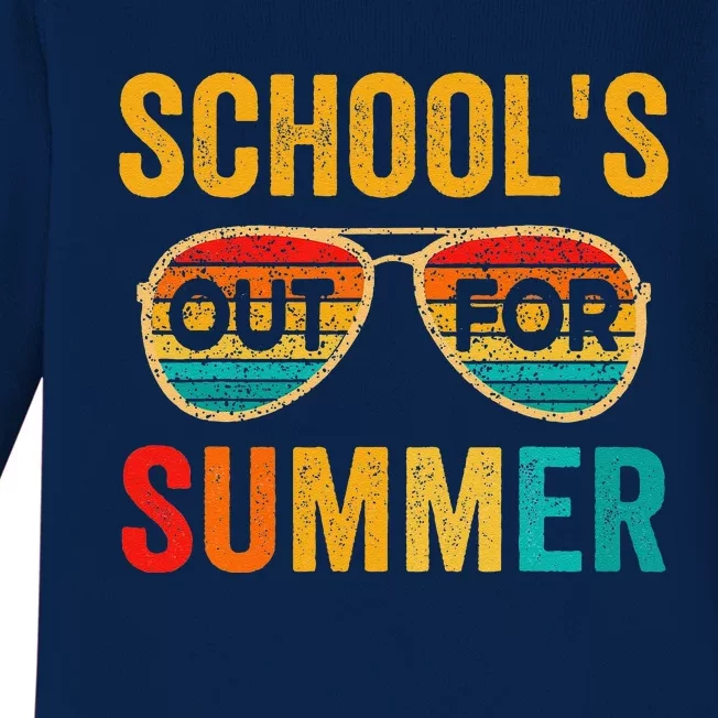 Retro Schools Out For Summer Last Day Of School Teacher Boy Baby Long Sleeve Bodysuit