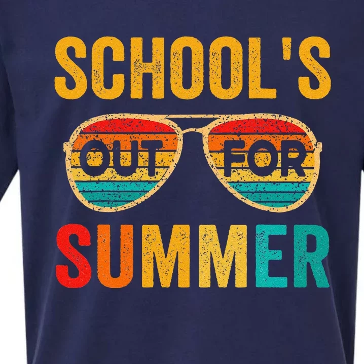 Retro Schools Out For Summer Last Day Of School Teacher Boy Sueded Cloud Jersey T-Shirt