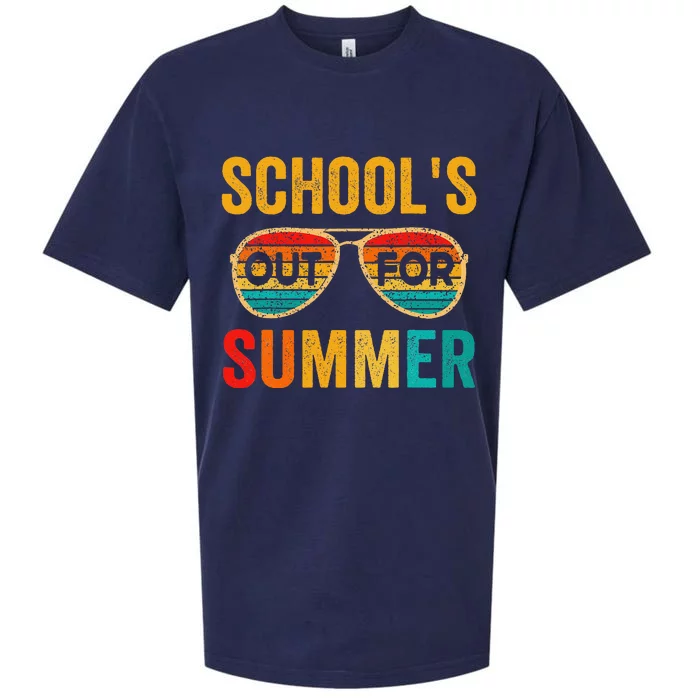 Retro Schools Out For Summer Last Day Of School Teacher Boy Sueded Cloud Jersey T-Shirt