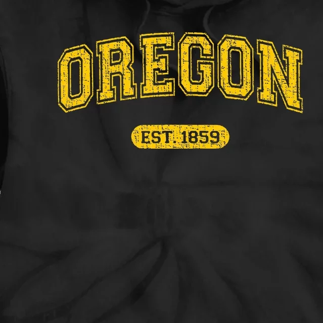 Retro Schoolstyle Oregon 1859 Distressed Tie Dye Hoodie