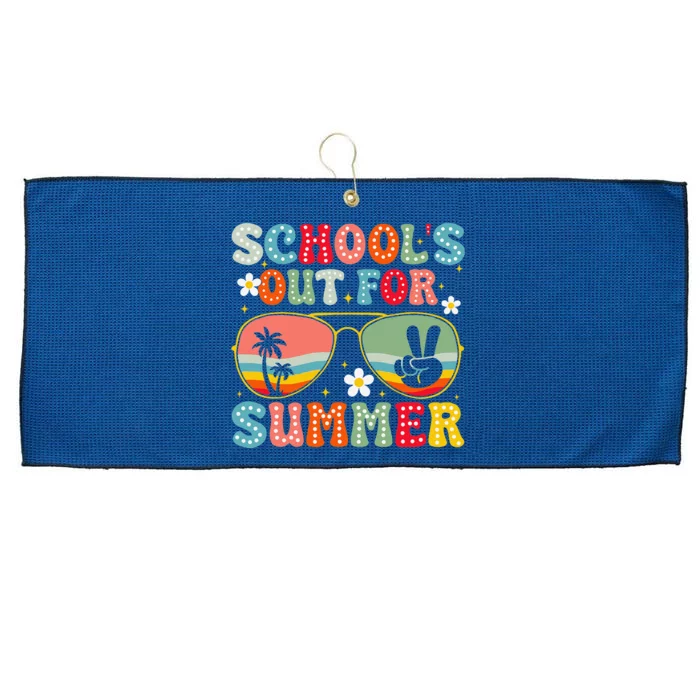 Retro Schools Out For Summer Last Day Of School Teacher Large Microfiber Waffle Golf Towel