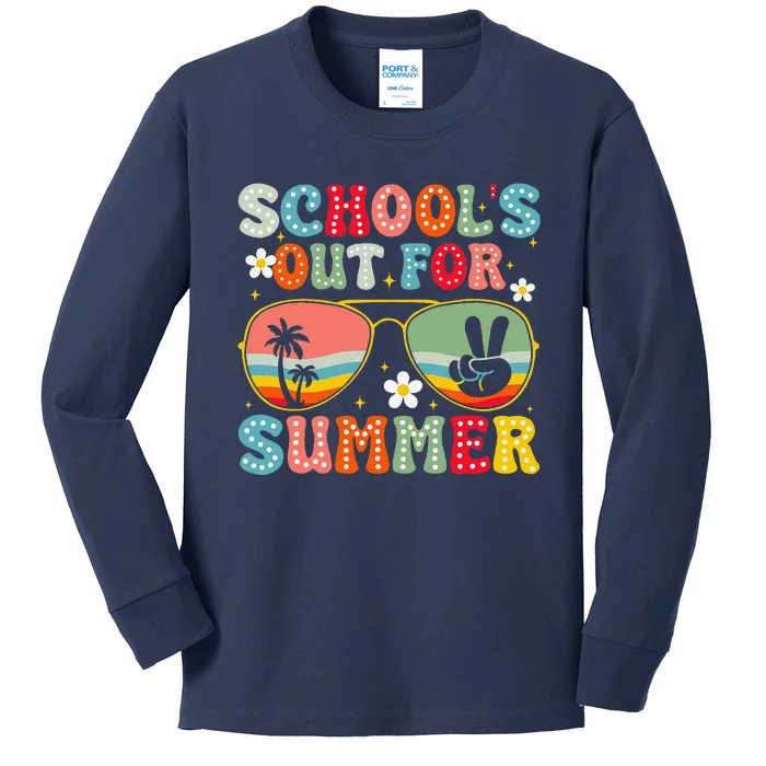 Retro Schools Out For Summer Last Day Of School Teacher Kids Long Sleeve Shirt