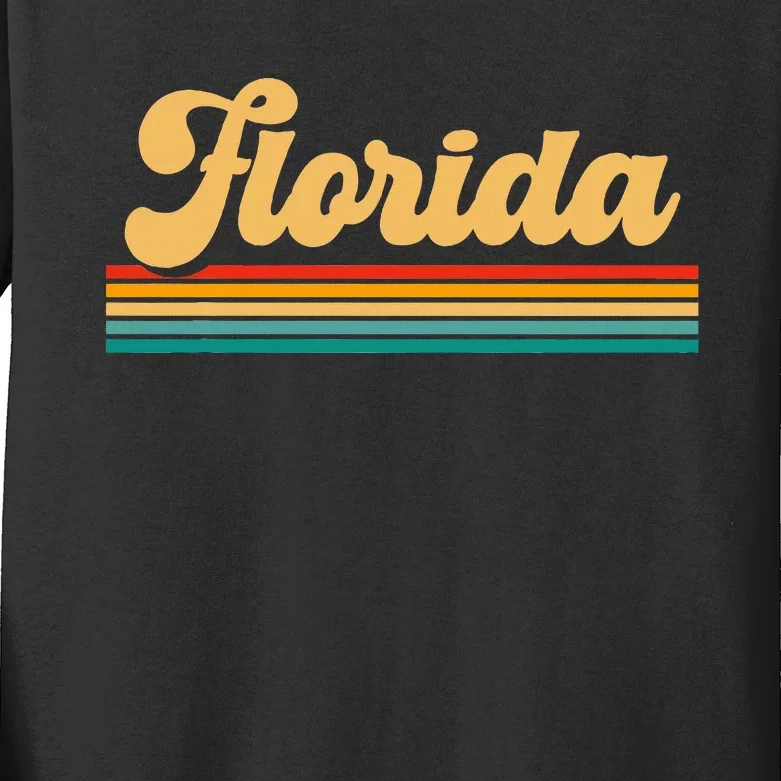 Retro State Of Florida Kids Long Sleeve Shirt