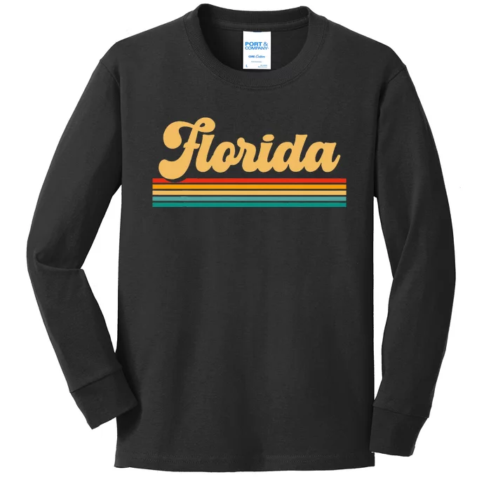 Retro State Of Florida Kids Long Sleeve Shirt