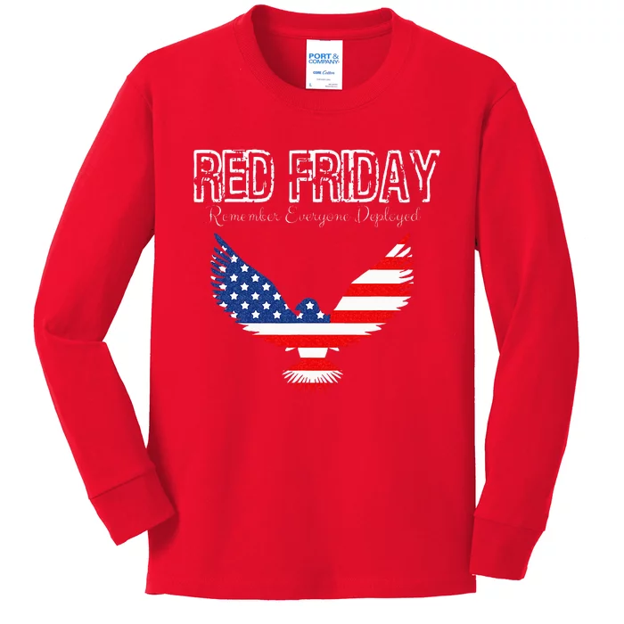 R.E.D. Support Our Troops Wear Red On Friday Kids Long Sleeve Shirt