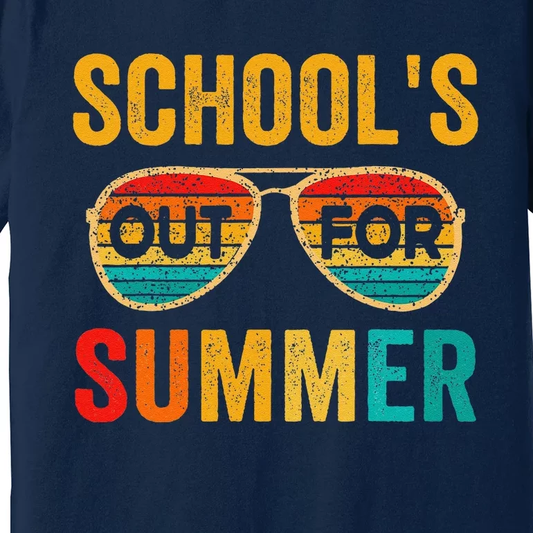 Retro Schools Out For Summer Last Day Of School Teacher Boy Premium T-Shirt