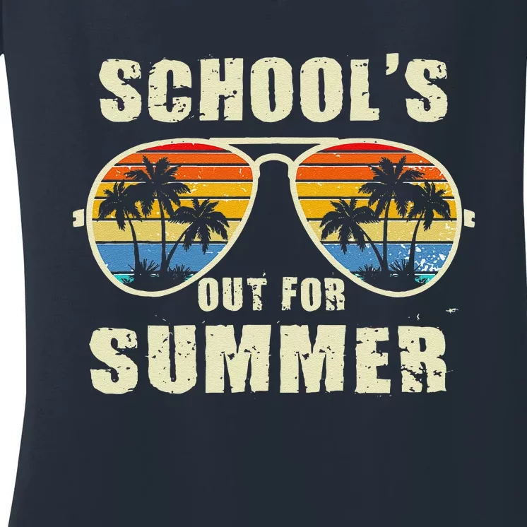 Retro Schools Out For Summer Last Day Of School Teacher Boy Women's V-Neck T-Shirt