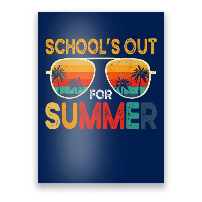 Retro Schools Out For Summer Last Day Of School Teacher Boy Cute Poster