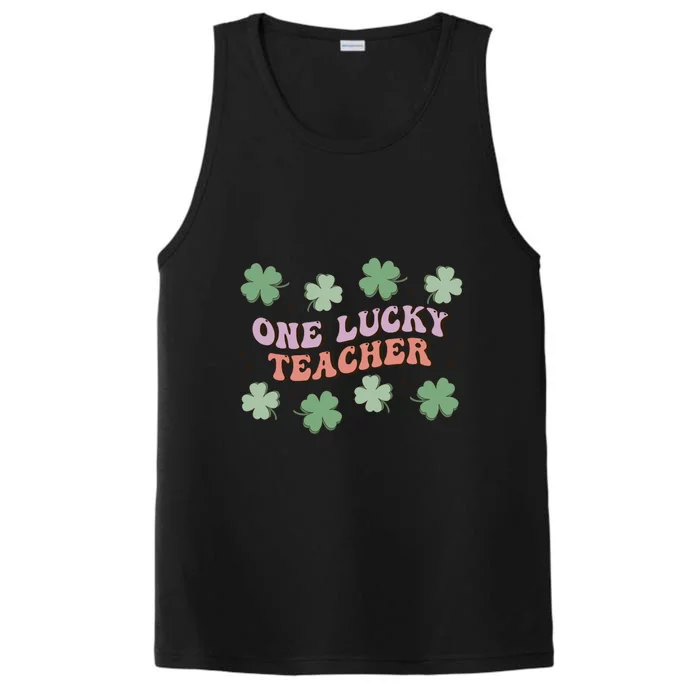 Retro Shamrock One Lucky Teacher St. Patrick's Day School Performance Tank