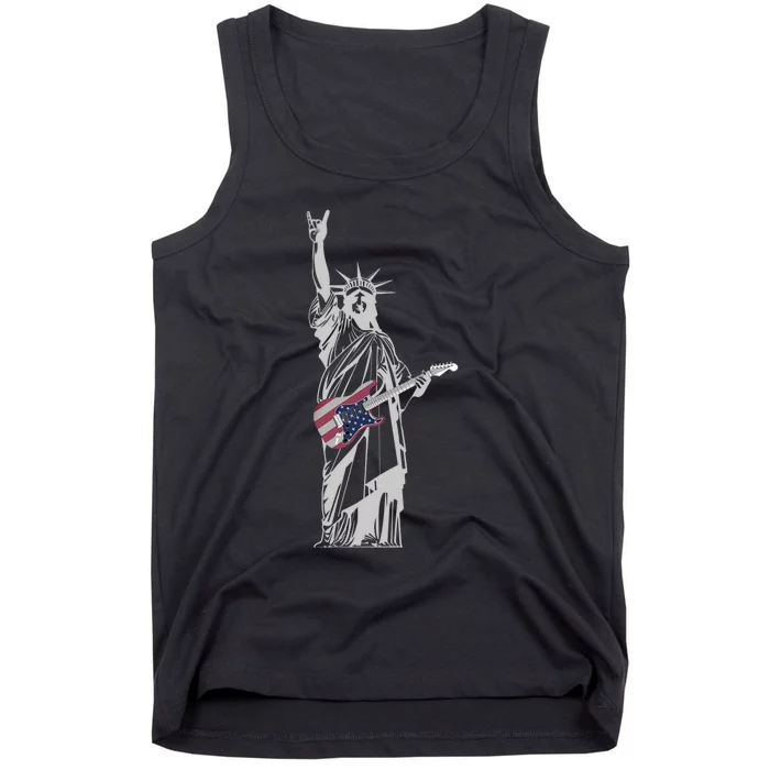 Rocking Statue Of Liberty 4th Of July Guitar Tank Top