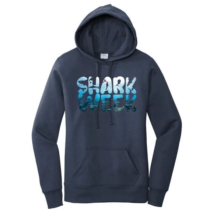 Retro Shark Ocean Biologist Animal Lover Shark Fin Week Women's Pullover Hoodie