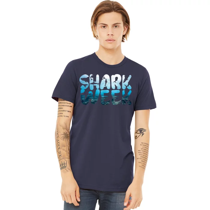 Retro Shark Ocean Biologist Animal Lover Shark Fin Week Premium T-Shirt