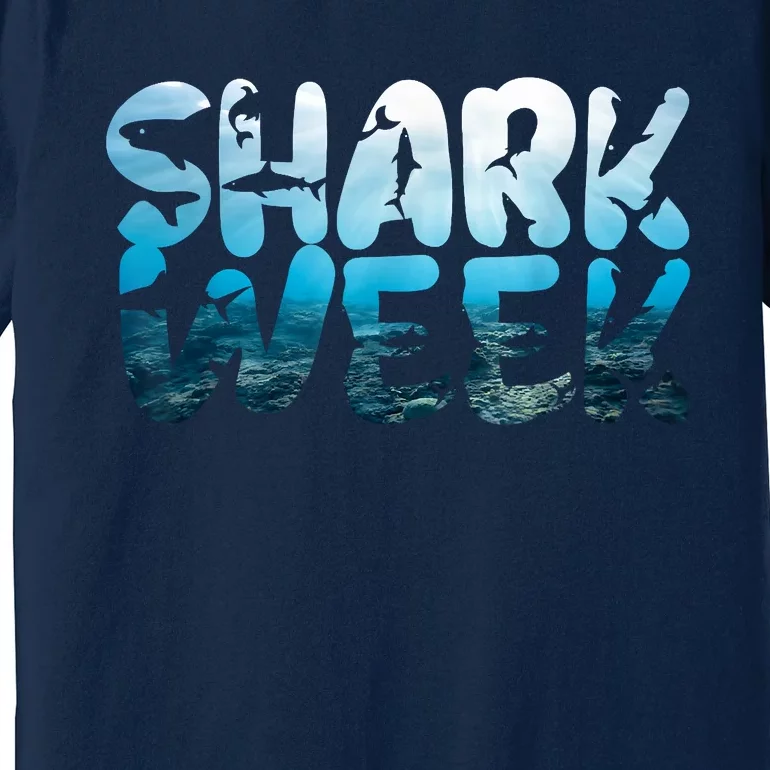 Retro Shark Ocean Biologist Animal Lover Shark Fin Week Premium T-Shirt