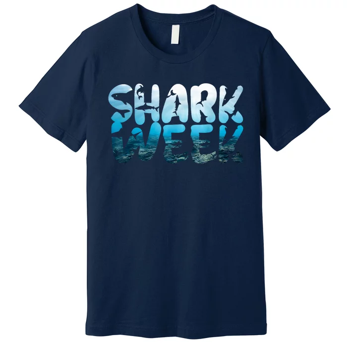 Retro Shark Ocean Biologist Animal Lover Shark Fin Week Premium T-Shirt