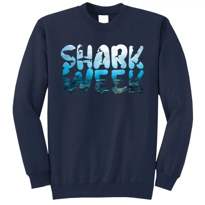 Retro Shark Ocean Biologist Animal Lover Shark Fin Week Tall Sweatshirt