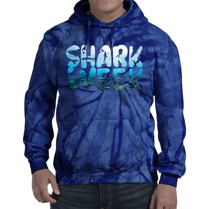 Retro Shark Ocean Biologist Animal Lover Shark Fin Week Tie Dye Hoodie