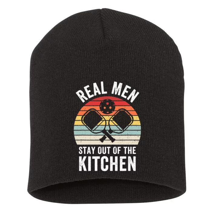 Real Stay Out of the Kitchen Funny Pickleball Vintage Short Acrylic Beanie