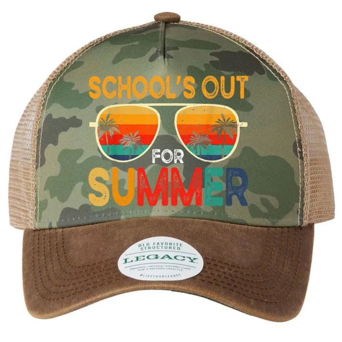 Retro Schools Out For Summer Last Day Of School Teacher Legacy Tie Dye Trucker Hat