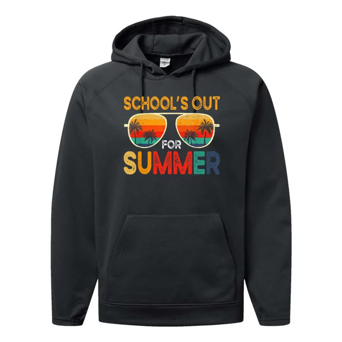 Retro Schools Out For Summer Last Day Of School Teacher Performance Fleece Hoodie