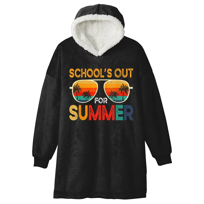 Retro Schools Out For Summer Last Day Of School Teacher Hooded Wearable Blanket