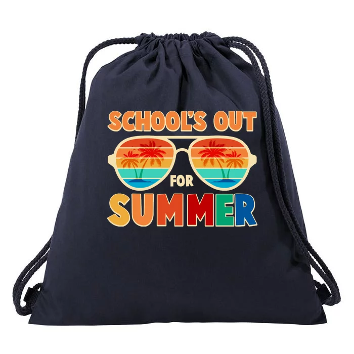 Retro Schools Out For Summer Drawstring Bag