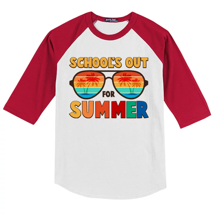 Retro Schools Out For Summer Kids Colorblock Raglan Jersey