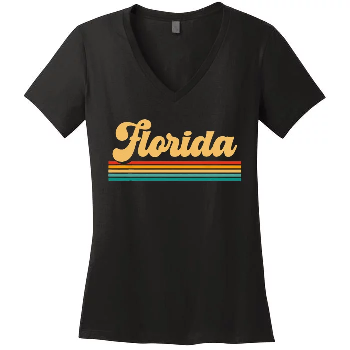 Retro State Of Florida Women's V-Neck T-Shirt