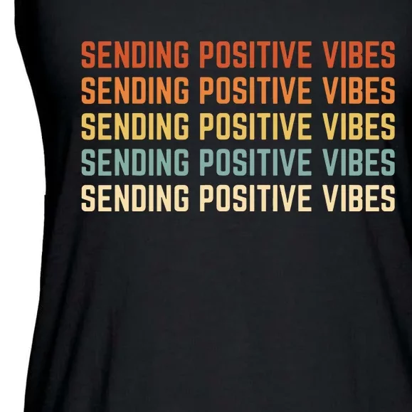 Retro Sending Positive Vibes Saying Self Care Mental Health Ladies Essential Flowy Tank