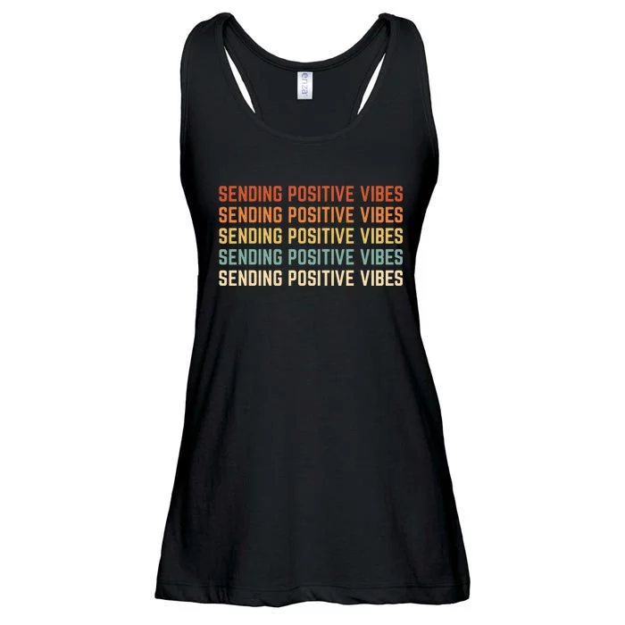 Retro Sending Positive Vibes Saying Self Care Mental Health Ladies Essential Flowy Tank