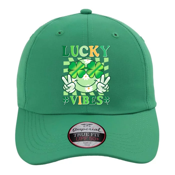 Retro St Patricks Day Lucky Vibes Peace Smiley Emoji The Original Performance Cap