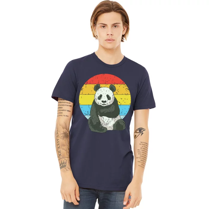 Retro Sunset Panda Kawaii Vintage Panda Premium T-Shirt