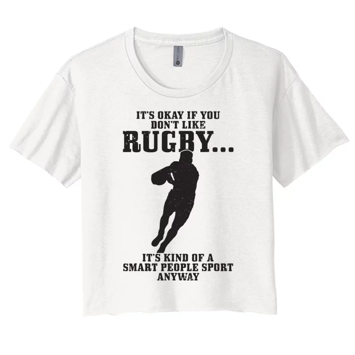 Rugby Smart People Sport Funny Rugby Player Women's Crop Top Tee