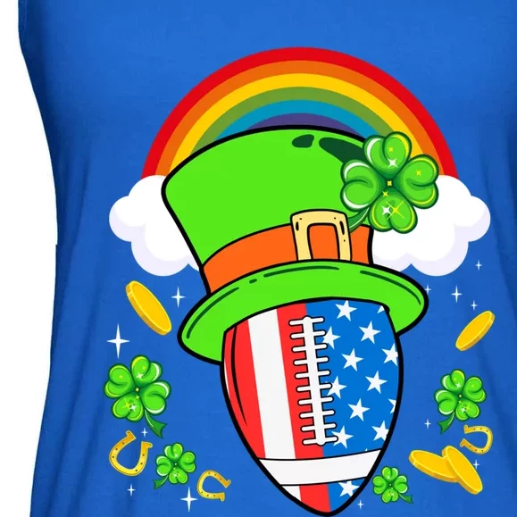 Rugby St Patricks Day Usa Flag Rainbow Shamrock Clover Gift Ladies Essential Flowy Tank