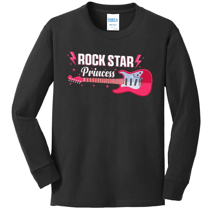 Rock Star Princess Guitar Music Punk Rock Kids Long Sleeve Shirt