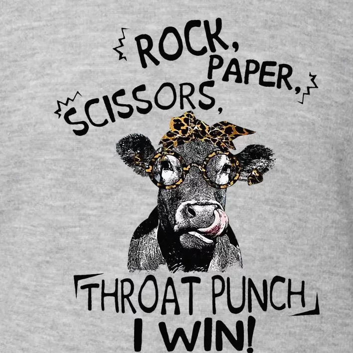 Rock Scissors Paper Throat Punch I Win Funny Cow Heifer Toddler Sweatshirt