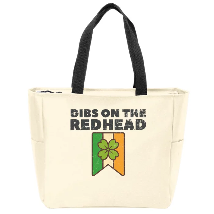 Retro St Patricks Day Dibs On The Redhead Funny Zip Tote Bag