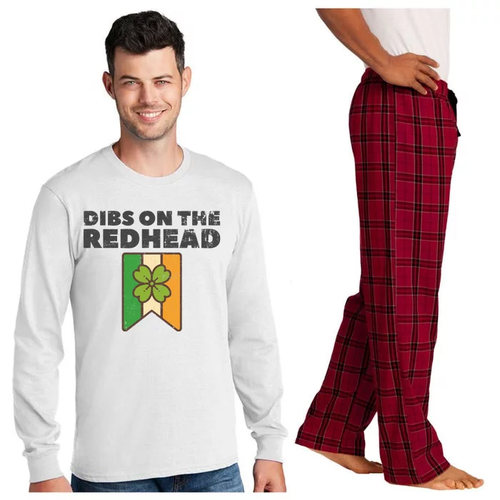 Retro St Patricks Day Dibs On The Redhead Funny Long Sleeve Pajama Set