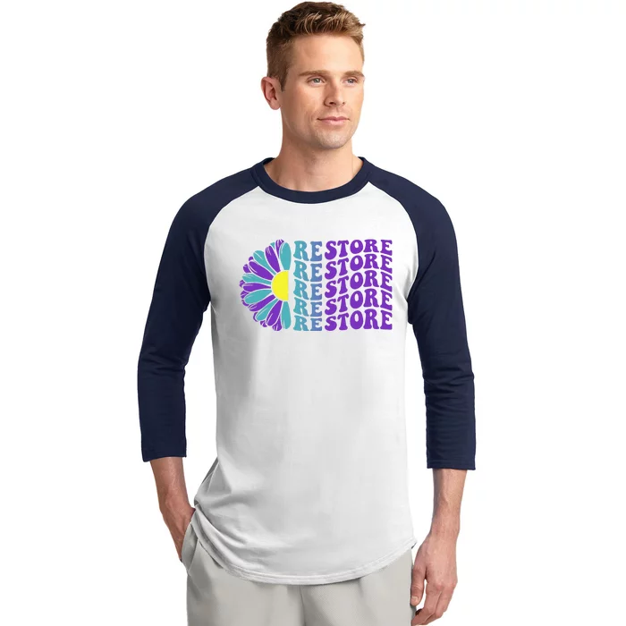 Restore Suicide Prevention Awareness Sunflower Baseball Sleeve Shirt