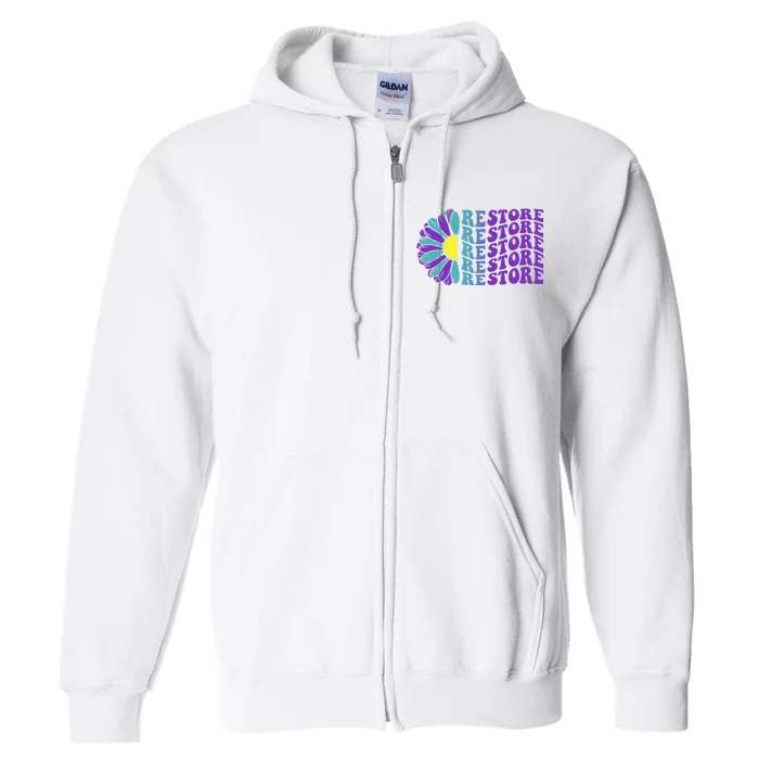 Restore Suicide Prevention Awareness Sunflower Full Zip Hoodie