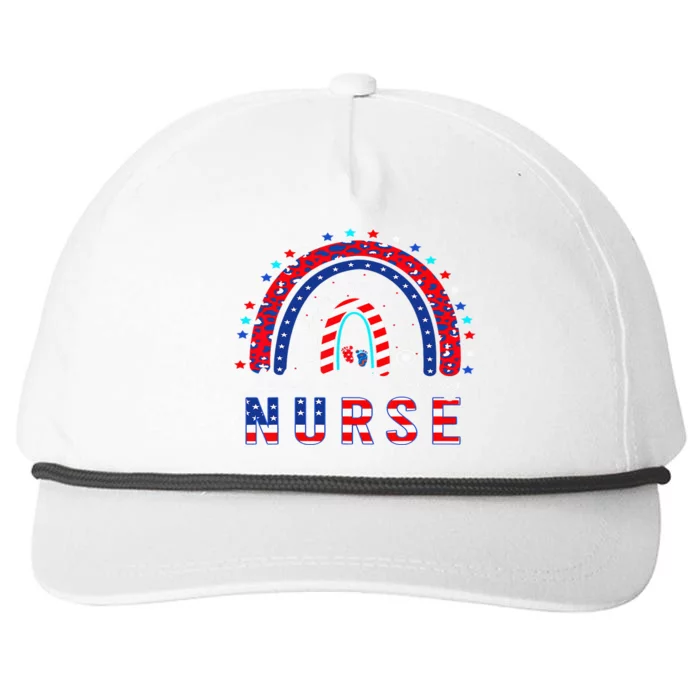 Rainbow Stethoscope Patriotic Labor Delivery Nurse 4Th July Snapback Five-Panel Rope Hat