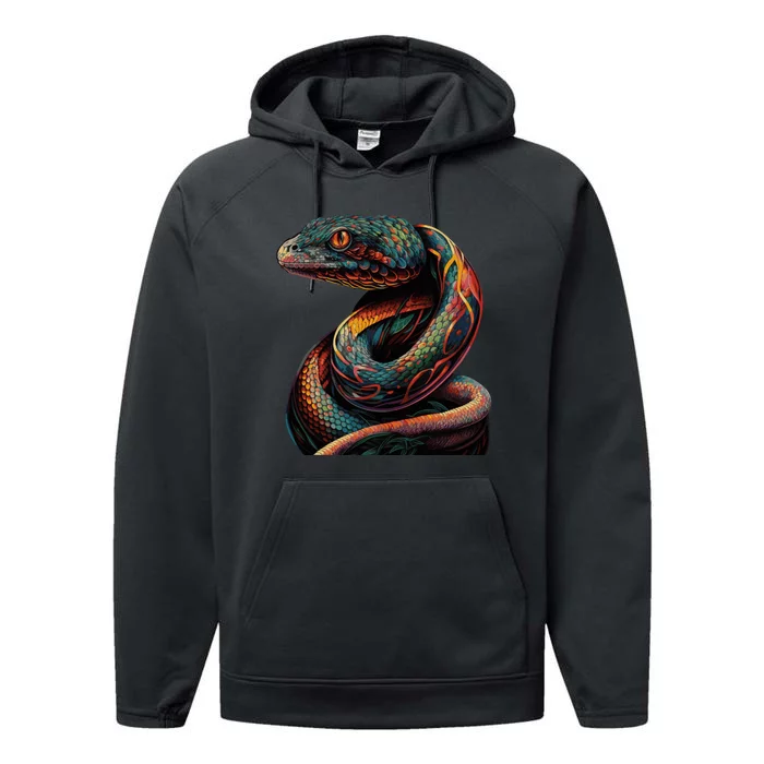 Realistic Snake Posing Performance Fleece Hoodie