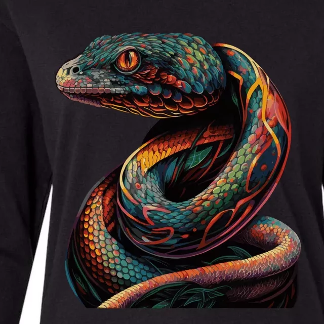 Realistic Snake Posing Womens Cotton Relaxed Long Sleeve T-Shirt